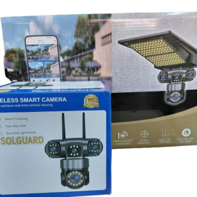 Solguard Floodlight Triple Lens Security Camera for outdoor surveillance in Kenya